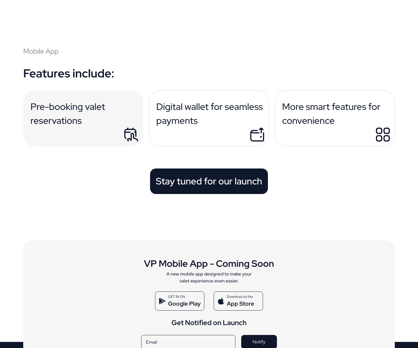 تطبيق الموبايل — حجز مسبق، محفظة رقمية، وإشعارات الإطلاق على Google Play وApp Store.